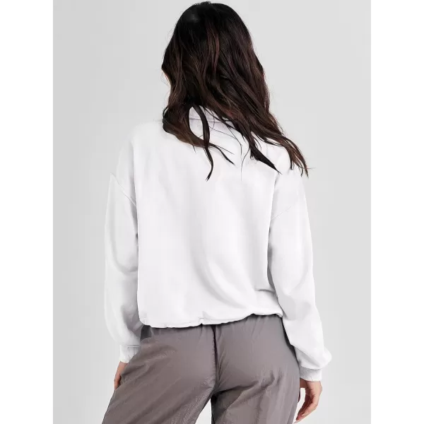 imageANRABESS Womens Half Zip Crop Sweatshirt Workout Hoodie High Neck Long Sleeve Athletic ClothesWhite