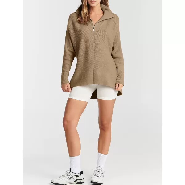 imageANRABESS Womens Half Zip Oversized Sweaters V Neck Long Batwing Sleeve Casual Slouchy High Low Knit Tunic Sweater 2023 FallANRABESS Womens Half Zip Oversized Sweaters V Neck Long Batwing Sleeve Casual Slouchy High Low Knit Tunic Sweater 2023 Fall