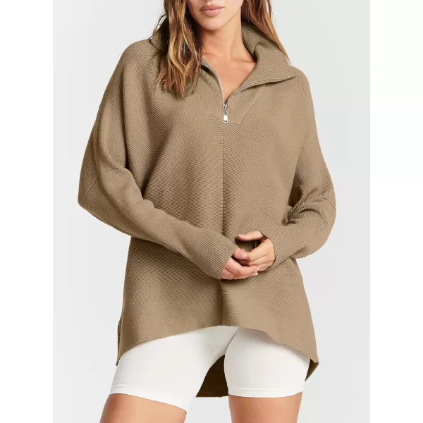 imageANRABESS Womens Half Zip Oversized Sweaters V Neck Long Batwing Sleeve Casual Slouchy High Low Knit Tunic Sweater 2023 FallANRABESS Womens Half Zip Oversized Sweaters V Neck Long Batwing Sleeve Casual Slouchy High Low Knit Tunic Sweater 2023 Fall