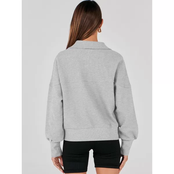 imageANRABESS Womens Half Zip Sweatshirt Cropped Pullover Casual Fleece Ribbed Knit Top 2023 Fall Fashion Sweater HoodiesGrey