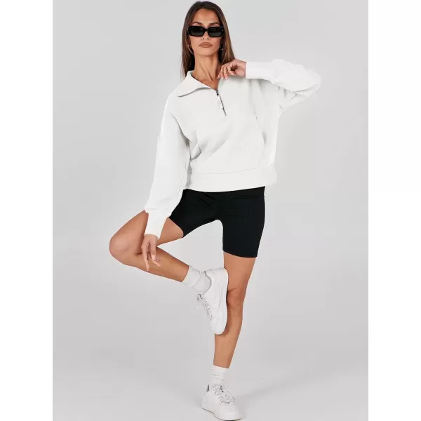 imageANRABESS Womens Half Zip Sweatshirt Cropped Pullover Casual Fleece Ribbed Knit Top 2023 Fall Fashion Sweater HoodiesWhite