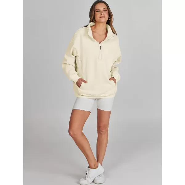 imageANRABESS Womens Half Zip Sweatshirt Oversized Long Sleeve Hoodies Chunky 2023 Trendy Winter Outfits Clothes with PocketsApricot
