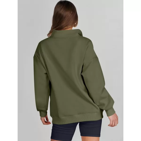 imageANRABESS Womens Half Zip Sweatshirt Oversized Long Sleeve Hoodies Chunky 2023 Trendy Winter Outfits Clothes with PocketsArmy Green