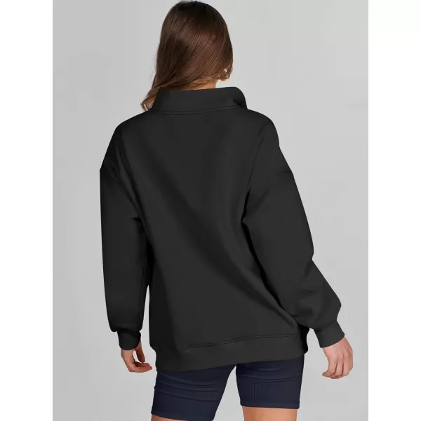 imageANRABESS Womens Half Zip Sweatshirt Oversized Long Sleeve Hoodies Chunky 2023 Trendy Winter Outfits Clothes with PocketsBlack