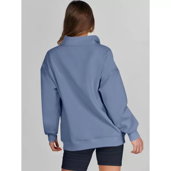 imageANRABESS Womens Half Zip Sweatshirt Oversized Long Sleeve Hoodies Chunky 2023 Trendy Winter Outfits Clothes with PocketsBlue