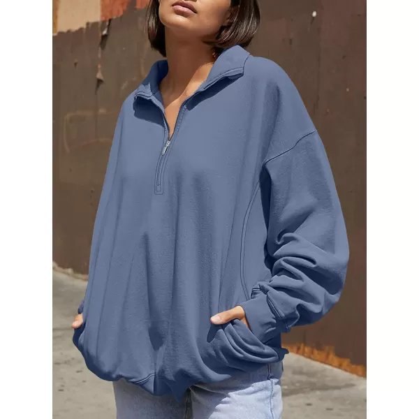imageANRABESS Womens Half Zip Sweatshirt Oversized Long Sleeve Hoodies Chunky 2023 Trendy Winter Outfits Clothes with PocketsBlue