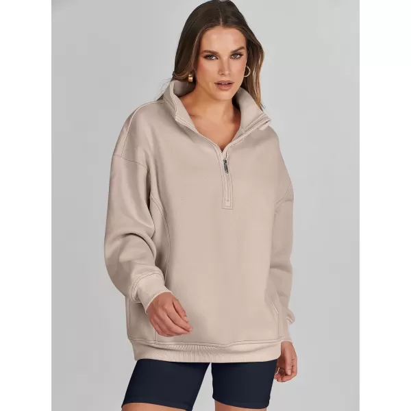 imageANRABESS Womens Half Zip Sweatshirt Oversized Long Sleeve Hoodies Chunky 2023 Trendy Winter Outfits Clothes with PocketsCoffee Grey