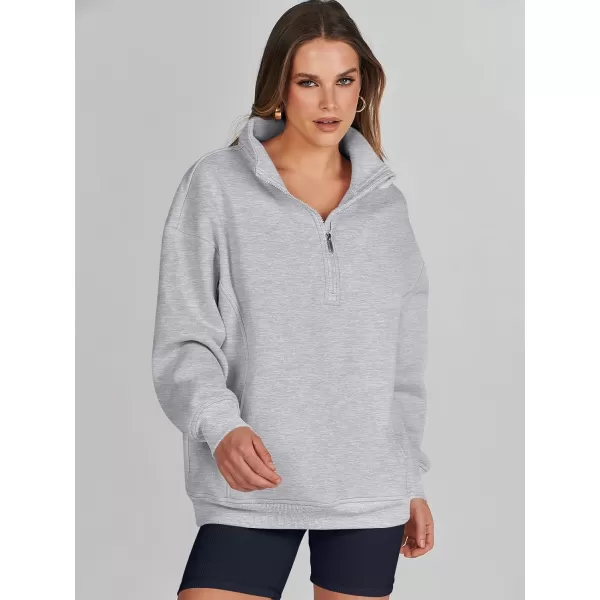 imageANRABESS Womens Half Zip Sweatshirt Oversized Long Sleeve Hoodies Chunky 2023 Trendy Winter Outfits Clothes with PocketsGrey
