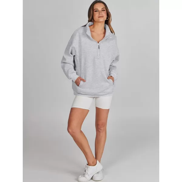 imageANRABESS Womens Half Zip Sweatshirt Oversized Long Sleeve Hoodies Chunky 2023 Trendy Winter Outfits Clothes with PocketsGrey