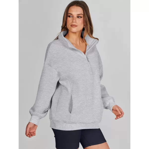 imageANRABESS Womens Half Zip Sweatshirt Oversized Long Sleeve Hoodies Chunky 2023 Trendy Winter Outfits Clothes with PocketsGrey
