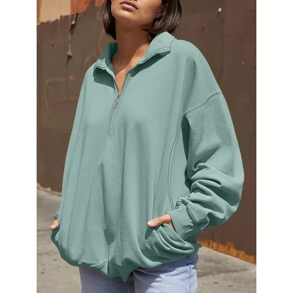imageANRABESS Womens Half Zip Sweatshirt Oversized Long Sleeve Hoodies Chunky 2023 Trendy Winter Outfits Clothes with PocketsLake