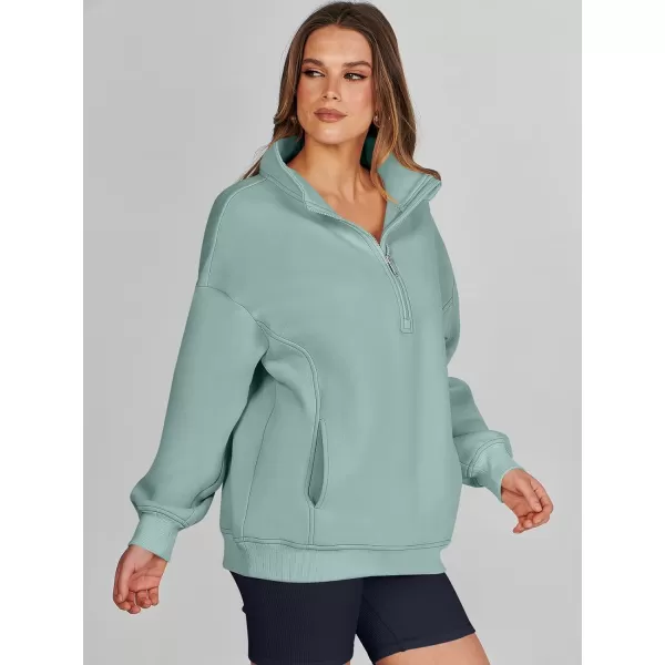 imageANRABESS Womens Half Zip Sweatshirt Oversized Long Sleeve Hoodies Chunky 2023 Trendy Winter Outfits Clothes with PocketsLake