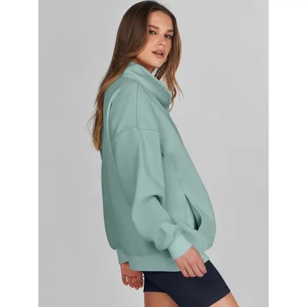 imageANRABESS Womens Half Zip Sweatshirt Oversized Long Sleeve Hoodies Chunky 2023 Trendy Winter Outfits Clothes with PocketsLake