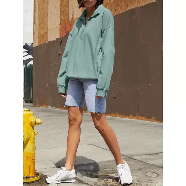 imageANRABESS Womens Half Zip Sweatshirt Oversized Long Sleeve Hoodies Chunky 2023 Trendy Winter Outfits Clothes with PocketsLake
