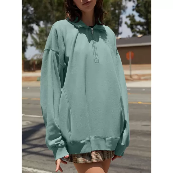 imageANRABESS Womens Half Zip Sweatshirt Oversized Long Sleeve Hoodies Chunky 2023 Trendy Winter Outfits Clothes with PocketsLake