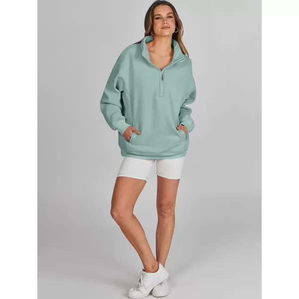 imageANRABESS Womens Half Zip Sweatshirt Oversized Long Sleeve Hoodies Chunky 2023 Trendy Winter Outfits Clothes with PocketsLake