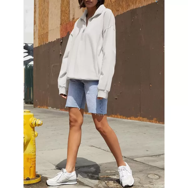 imageANRABESS Womens Half Zip Sweatshirt Oversized Long Sleeve Hoodies Chunky 2023 Trendy Winter Outfits Clothes with PocketsWhite