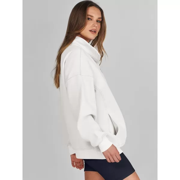 imageANRABESS Womens Half Zip Sweatshirt Oversized Long Sleeve Hoodies Chunky 2023 Trendy Winter Outfits Clothes with PocketsWhite