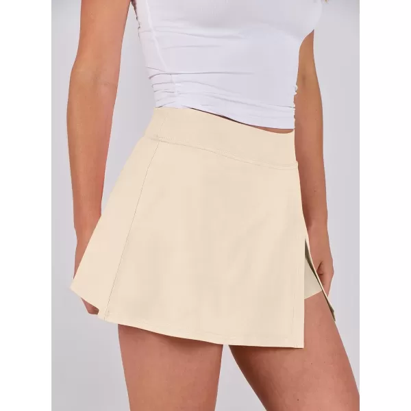 imageANRABESS Womens High Waisted Bodycon Inner Shorts Mini Skirt 2024 Summer Athletic Tennis Workout SkortsApricot
