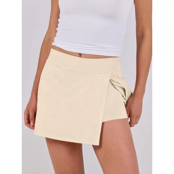 imageANRABESS Womens High Waisted Bodycon Inner Shorts Mini Skirt 2024 Summer Athletic Tennis Workout SkortsApricot