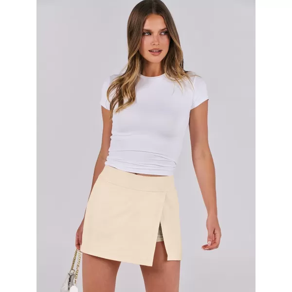 imageANRABESS Womens High Waisted Bodycon Inner Shorts Mini Skirt 2024 Summer Athletic Tennis Workout SkortsApricot