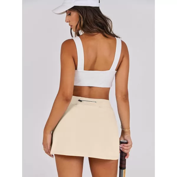 imageANRABESS Womens High Waisted Bodycon Inner Shorts Mini Skirt 2024 Summer Athletic Tennis Workout SkortsApricot