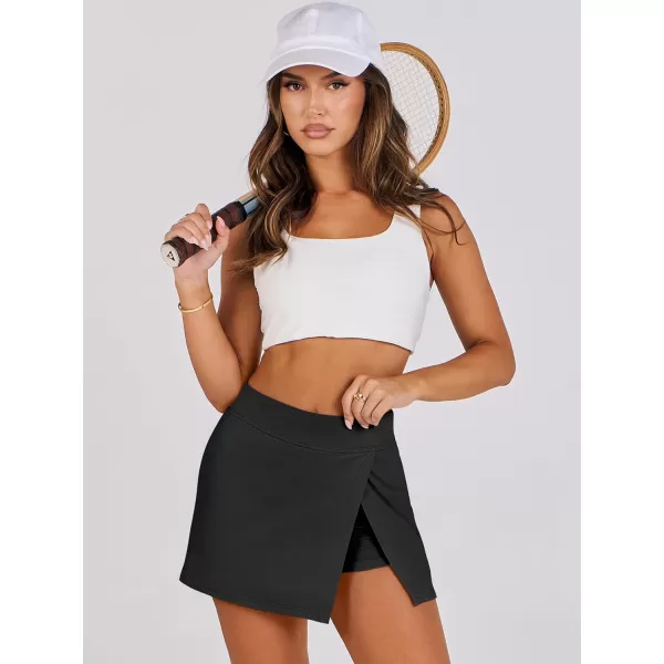 imageANRABESS Womens High Waisted Bodycon Inner Shorts Mini Skirt 2024 Summer Athletic Tennis Workout SkortsBlack