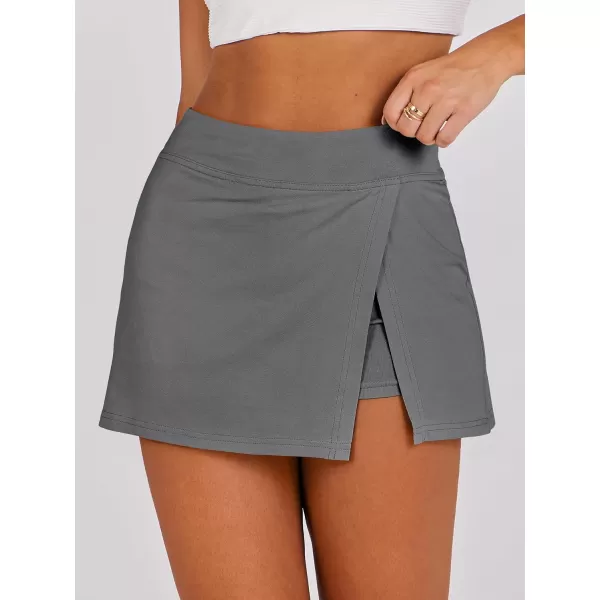 imageANRABESS Womens High Waisted Bodycon Inner Shorts Mini Skirt 2024 Summer Athletic Tennis Workout SkortsDeep Gray
