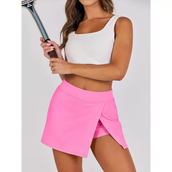 imageANRABESS Womens High Waisted Bodycon Inner Shorts Mini Skirt 2024 Summer Athletic Tennis Workout SkortsHot Pink