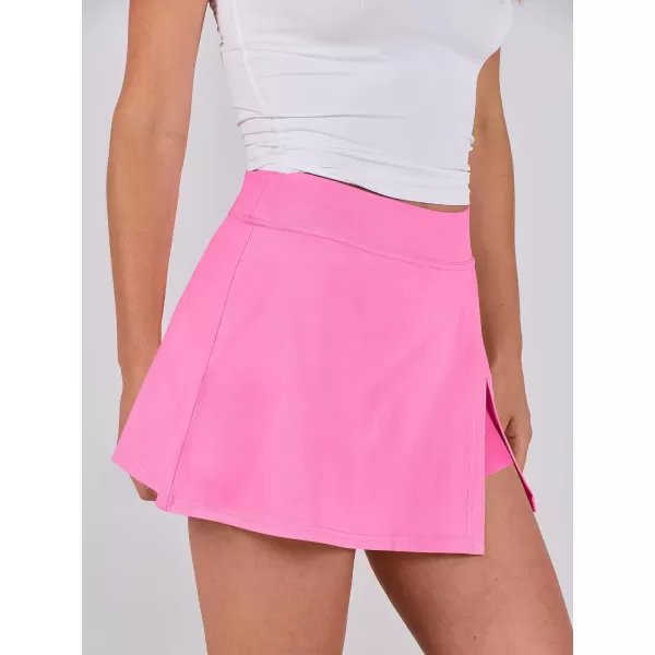 imageANRABESS Womens High Waisted Bodycon Inner Shorts Mini Skirt 2024 Summer Athletic Tennis Workout SkortsHot Pink