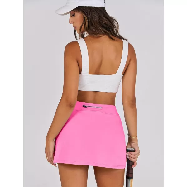 imageANRABESS Womens High Waisted Bodycon Inner Shorts Mini Skirt 2024 Summer Athletic Tennis Workout SkortsHot Pink