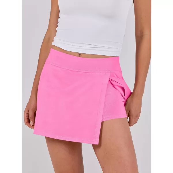 imageANRABESS Womens High Waisted Bodycon Inner Shorts Mini Skirt 2024 Summer Athletic Tennis Workout SkortsHot Pink