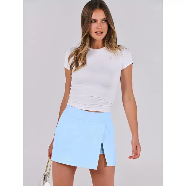 imageANRABESS Womens High Waisted Bodycon Inner Shorts Mini Skirt 2024 Summer Athletic Tennis Workout SkortsLight Blue