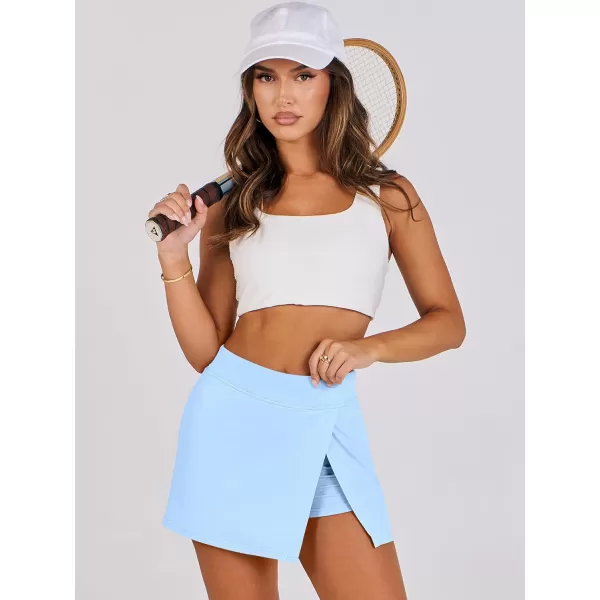 imageANRABESS Womens High Waisted Bodycon Inner Shorts Mini Skirt 2024 Summer Athletic Tennis Workout SkortsLight Blue