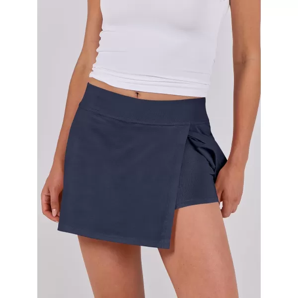 imageANRABESS Womens High Waisted Bodycon Inner Shorts Mini Skirt 2024 Summer Athletic Tennis Workout SkortsNavy Blue