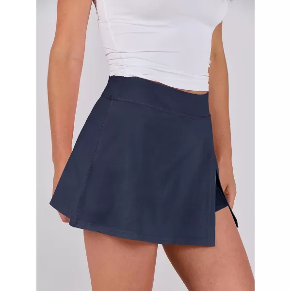 imageANRABESS Womens High Waisted Bodycon Inner Shorts Mini Skirt 2024 Summer Athletic Tennis Workout SkortsNavy Blue