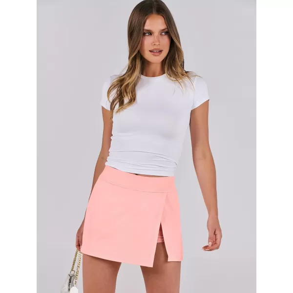 imageANRABESS Womens High Waisted Bodycon Inner Shorts Mini Skirt 2024 Summer Athletic Tennis Workout SkortsPink