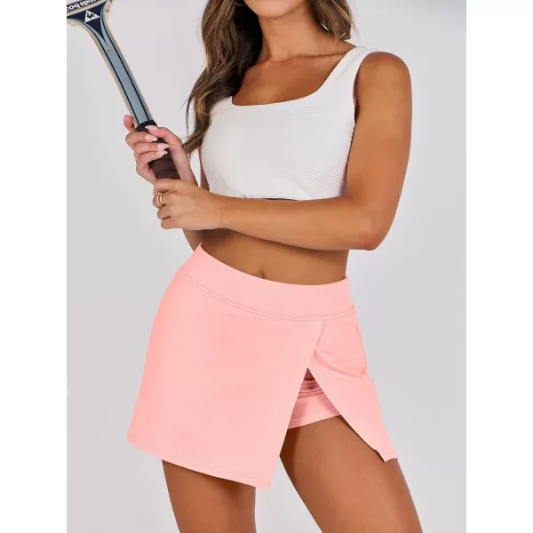 imageANRABESS Womens High Waisted Bodycon Inner Shorts Mini Skirt 2024 Summer Athletic Tennis Workout SkortsPink
