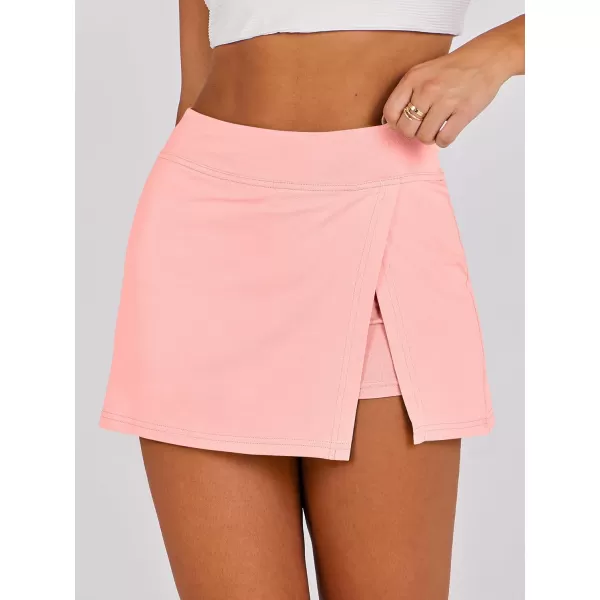 imageANRABESS Womens High Waisted Bodycon Inner Shorts Mini Skirt 2024 Summer Athletic Tennis Workout SkortsPink
