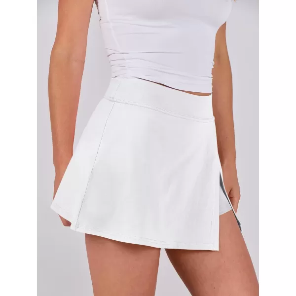 imageANRABESS Womens High Waisted Bodycon Inner Shorts Mini Skirt 2024 Summer Athletic Tennis Workout SkortsWhite