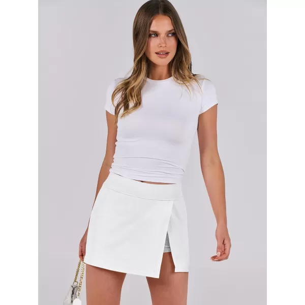 imageANRABESS Womens High Waisted Bodycon Inner Shorts Mini Skirt 2024 Summer Athletic Tennis Workout SkortsWhite