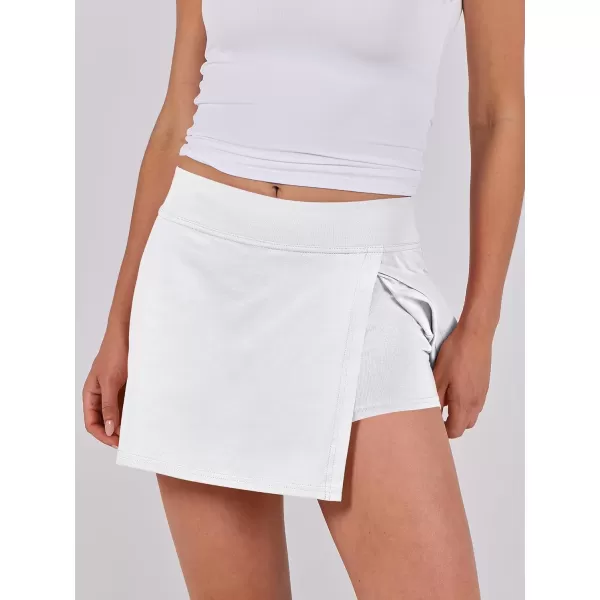 imageANRABESS Womens High Waisted Bodycon Inner Shorts Mini Skirt 2024 Summer Athletic Tennis Workout SkortsWhite