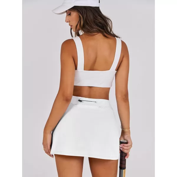 imageANRABESS Womens High Waisted Bodycon Inner Shorts Mini Skirt 2024 Summer Athletic Tennis Workout SkortsWhite