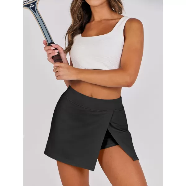 imageANRABESS Womens High Waisted Bodycon Inner Shorts Side Slit Mini Skirt 2024 Summer Athletic Tennis Workout SkortsBlack