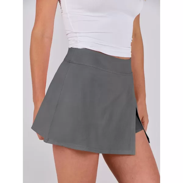 imageANRABESS Womens High Waisted Bodycon Inner Shorts Side Slit Mini Skirt 2024 Summer Athletic Tennis Workout SkortsDeep Gray