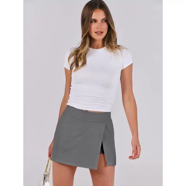 imageANRABESS Womens High Waisted Bodycon Inner Shorts Side Slit Mini Skirt 2024 Summer Athletic Tennis Workout SkortsDeep Gray