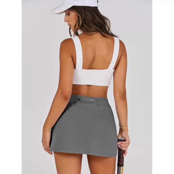 imageANRABESS Womens High Waisted Bodycon Inner Shorts Side Slit Mini Skirt 2024 Summer Athletic Tennis Workout SkortsDeep Gray