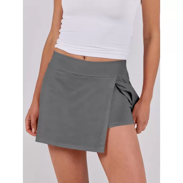 imageANRABESS Womens High Waisted Bodycon Inner Shorts Side Slit Mini Skirt 2024 Summer Athletic Tennis Workout SkortsDeep Gray
