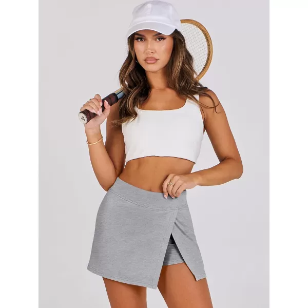 imageANRABESS Womens High Waisted Bodycon Inner Shorts Side Slit Mini Skirt 2024 Summer Athletic Tennis Workout SkortsGrey