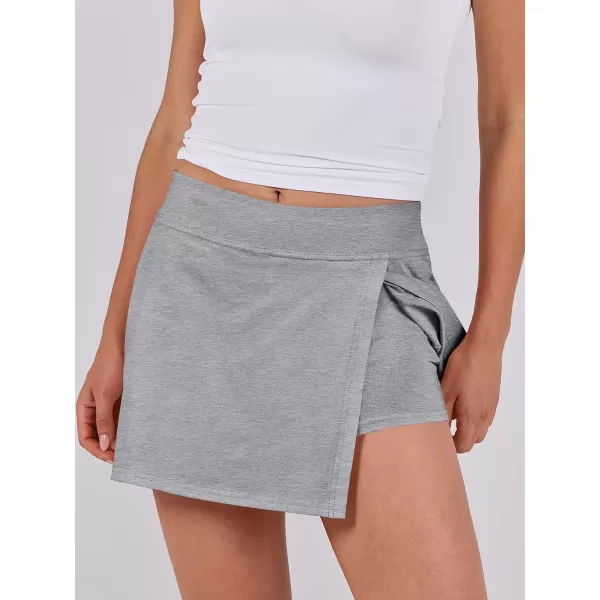imageANRABESS Womens High Waisted Bodycon Inner Shorts Side Slit Mini Skirt 2024 Summer Athletic Tennis Workout SkortsGrey